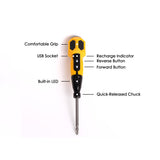 Hybro Electric & Manual Duo USB Rechargeable Screw Driver in Yellow with Four Bits