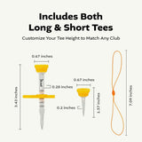 Birdie1 Smart Golf Tees (Long Tees+Short Tees) 4P (Yellow+Green+Blue+Orange), Gift Set