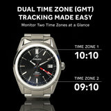 DWARD GMT Rover Automatic Watch with Dual Time Zone Function – Sapphire Crystal, 316L Stainless Steel - 4 Colors