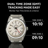 DWARD GMT Rover Automatic Watch with Dual Time Zone Function – Sapphire Crystal, 316L Stainless Steel - 4 Colors