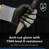 Grey Glass Fiber Glove - Black NBR Foam Palm coated (4 sizes), 5ea