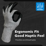Grey Glass Fiber Glove - Black NBR Foam Palm coated (4 sizes), 5ea