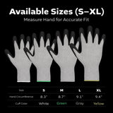 Grey Glass Fiber Glove - Black NBR Foam Palm coated (4 sizes), 5ea