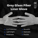 Grey Glass Fiber Liner Glove (4 sizes), 5ea