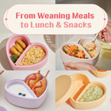 LOVEAT Heart Baby Lunch Box 15.2 fl oz (450 ml) – Non-Slip Divided Feeding Plate -3 Colors