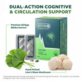 MEMORYTURN Ginkgo Biloba & Lion's Mane Mushroom Dietary Supplement, Memory & Circulation Support, Vitamin B Complex, Probiotics, 30-Day Supply