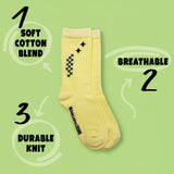 Michelo Learns DESIRE Let’s Rock 3 – Statement Socks / Unisex, Light Yellow