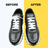 Honey Duck Silicone No Tie Shoelace Anchors - Lace Lock Clip, Fits All Shoelace for 2 Pairs of Shoes, 4 pcs (White/Black)
