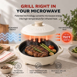 Rangemate Signature Microwave Searing Grill Pan, 750°F (400°C) Searing Crisper with Lid, Quick Meals Multi-Cooker for RV and Dorm, 100% Dishwasher Safe