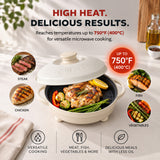 Rangemate Signature Microwave Searing Grill Pan, 750°F (400°C) Searing Crisper with Lid, Quick Meals Multi-Cooker for RV and Dorm, 100% Dishwasher Safe