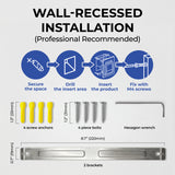 Recessed Toilet Paper Holder with Push Tray – Wall-Mounted, Chrome-Finished Stainless Steel – Space-Saving, Hygienic, Rust-Resistant for Modern Bathrooms