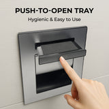 Recessed Toilet Paper Holder with Push Tray – Wall-Mounted, Chrome-Finished Stainless Steel – Space-Saving, Hygienic, Rust-Resistant for Modern Bathrooms