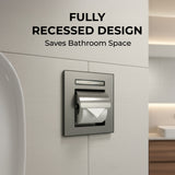 Recessed Toilet Paper Holder with Push Tray – Wall-Mounted, Chrome-Finished Stainless Steel – Space-Saving, Hygienic, Rust-Resistant for Modern Bathrooms