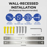 Recessed Toilet Paper Holder with Push Tray – Wall-Mounted, Brushed Nickel Stainless Steel – Space-Saving, Hygienic, Rust-Resistant Bathroom Tissue Dispenser