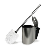Toilet Brush Set - Wall-Mounted Toilet Brush with Covered Holder, Nickel Finish and Black Handle (Toilet Brush with Holder)