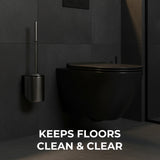 Toilet Brush Set - Wall-Mounted Toilet Brush with Covered Holder, Nickel Finish and Black Handle (Toilet Brush with Holder)