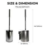 Toilet Brush Set - Wall-Mounted Toilet Brush with Covered Holder, Nickel Finish and Black Handle (Toilet Brush with Holder)