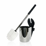 Toilet Brush Set - Wall-Mounted Toilet Brush with Covered Holder, Chrome Finish and Black Handle (Toilet Brush with Holder)