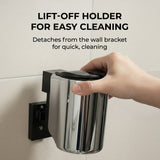 Toilet Brush Set - Wall-Mounted Toilet Brush with Covered Holder, Chrome Finish and Black Handle (Toilet Brush with Holder)