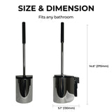 Toilet Brush Set - Wall-Mounted Toilet Brush with Covered Holder, Chrome Finish and Black Handle (Toilet Brush with Holder)