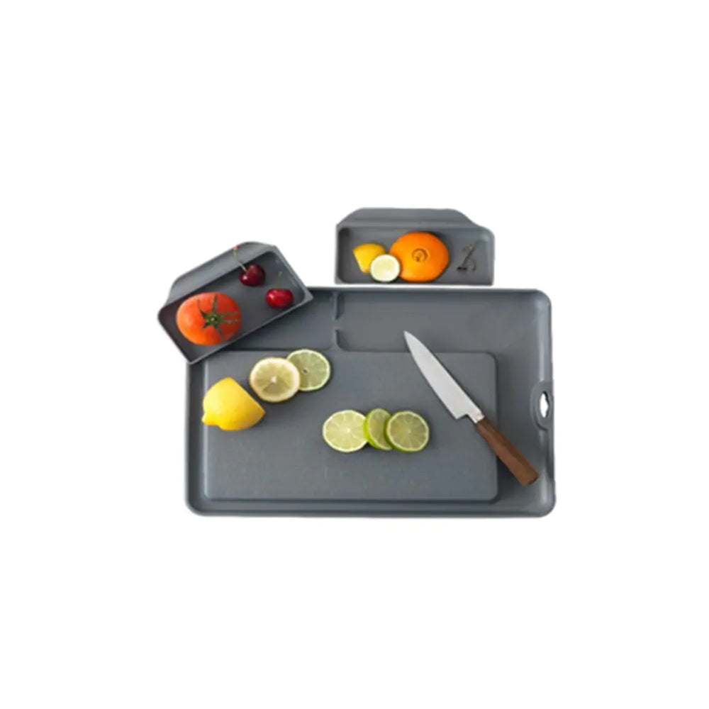 Double Save Cutting Board Dark Grey color with 2 removable trays