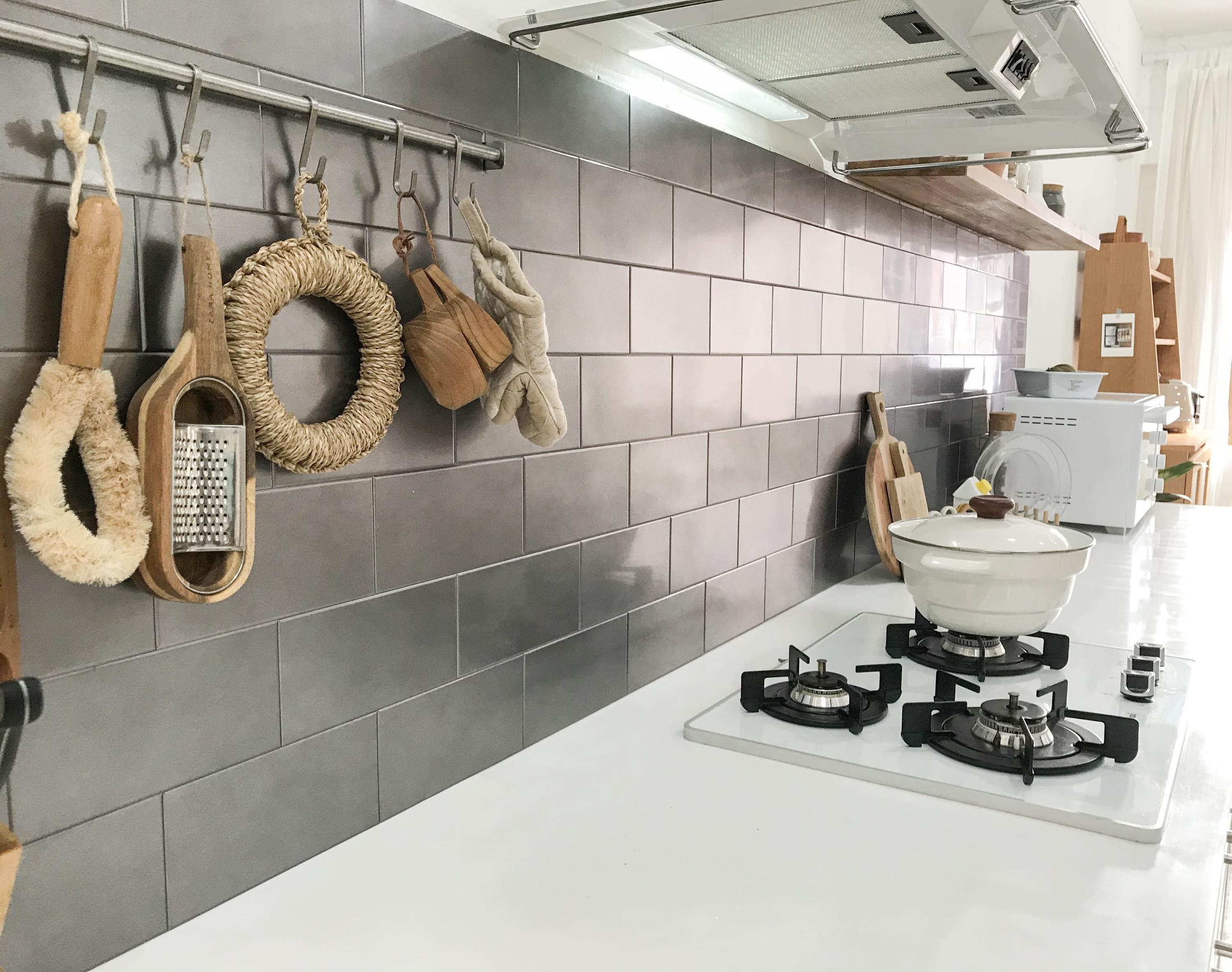 VER Q Mohair DIY Kitchen Wall Metal Tile Grey